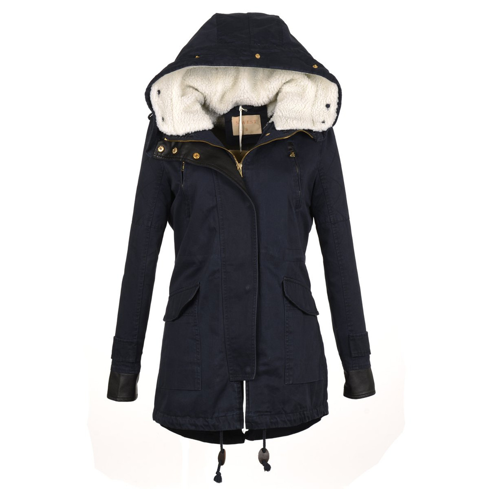 Damska Parka Kurtka Zimowa 2w1 Granat