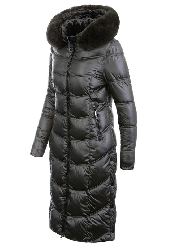 Damska Długa Kurtka Pikowana Stella Khaki