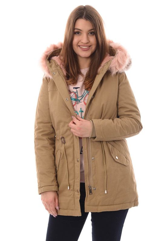 Damska Kurtka Parka Zimowa Kornela Beżowa