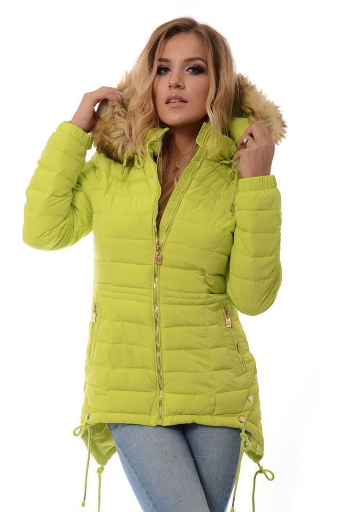 Damska Zimowa Kurtka Ortalionowa Kristin Limonkowa