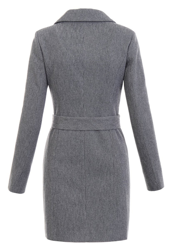 Dzianinowy Czarny Płaszcz W Kratę Wiosenno - Jesienny Bogumiła