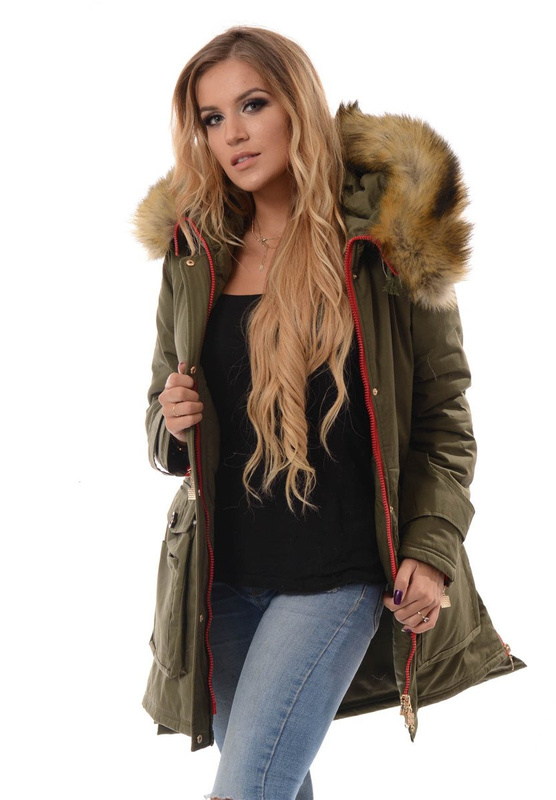Damska Kurtka Parka Zimowa Zielona