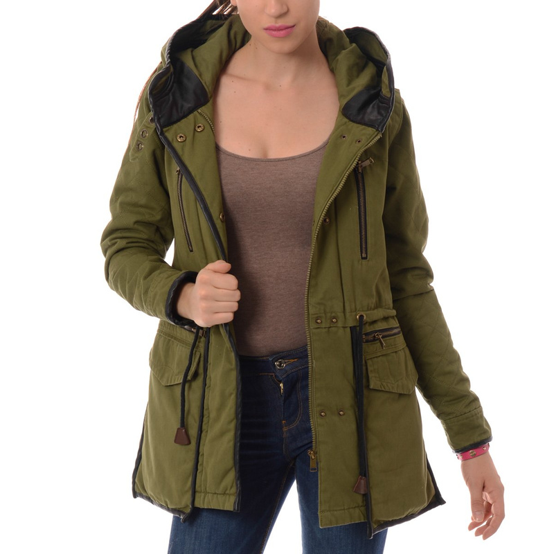 Damska Zimowa Kurtka Parka Zielona