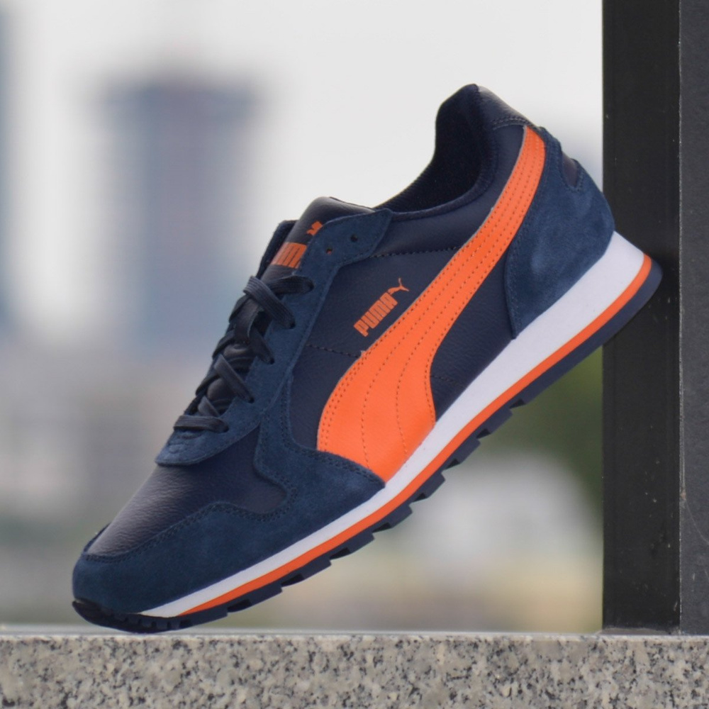 Męskie Buty Sportowe Puma ST Runner Peacoat Granatowo-Pomarańczowe