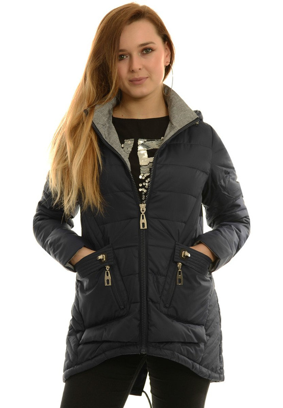 Damska Jesienna Wiosenna Kurtka Zoja Granatowa