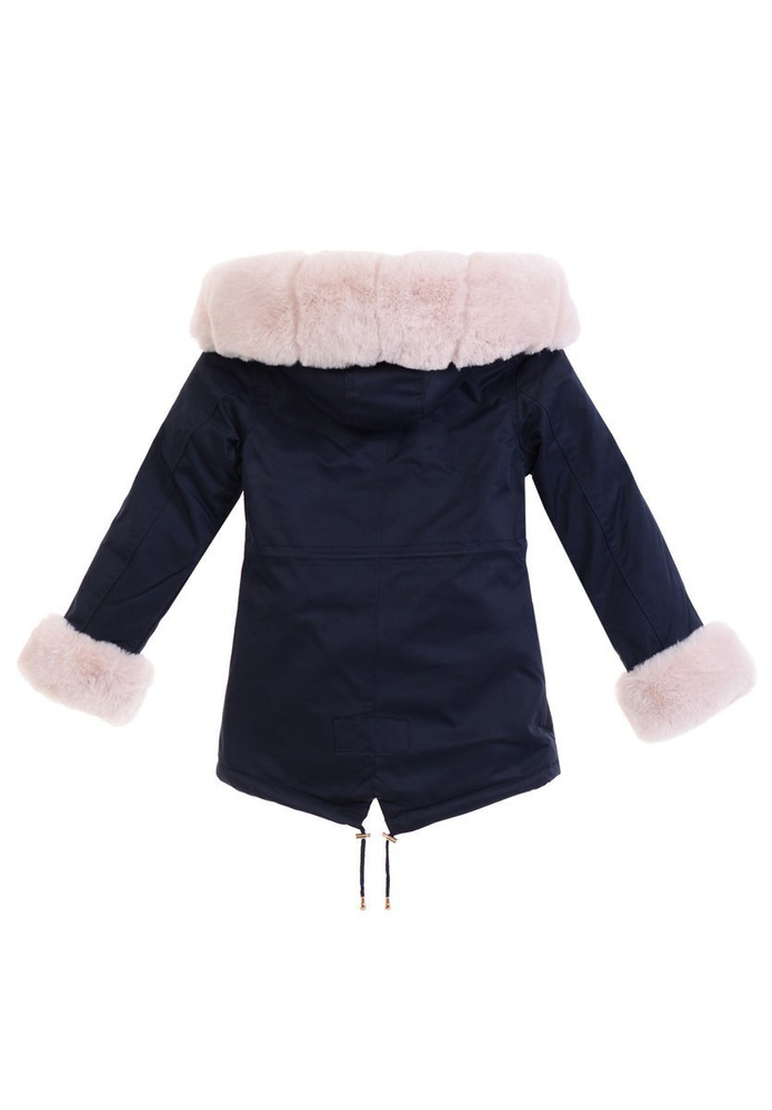 Dziecięca Parka Zimowa Agatka Granatowa Z Futerkiem Ecru