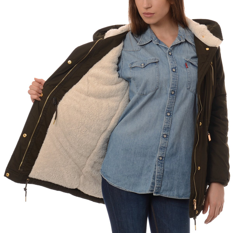 Damska Kurtka Parka Zimowa Oliwkowa