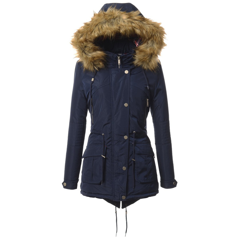 Damska Parka Kurtka Zimowa Granatowa (584)