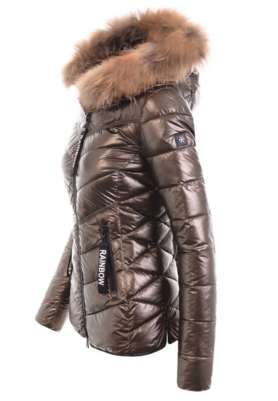 Damska Kurtka Zimowa Ortalionowa Marcelina Brązowa