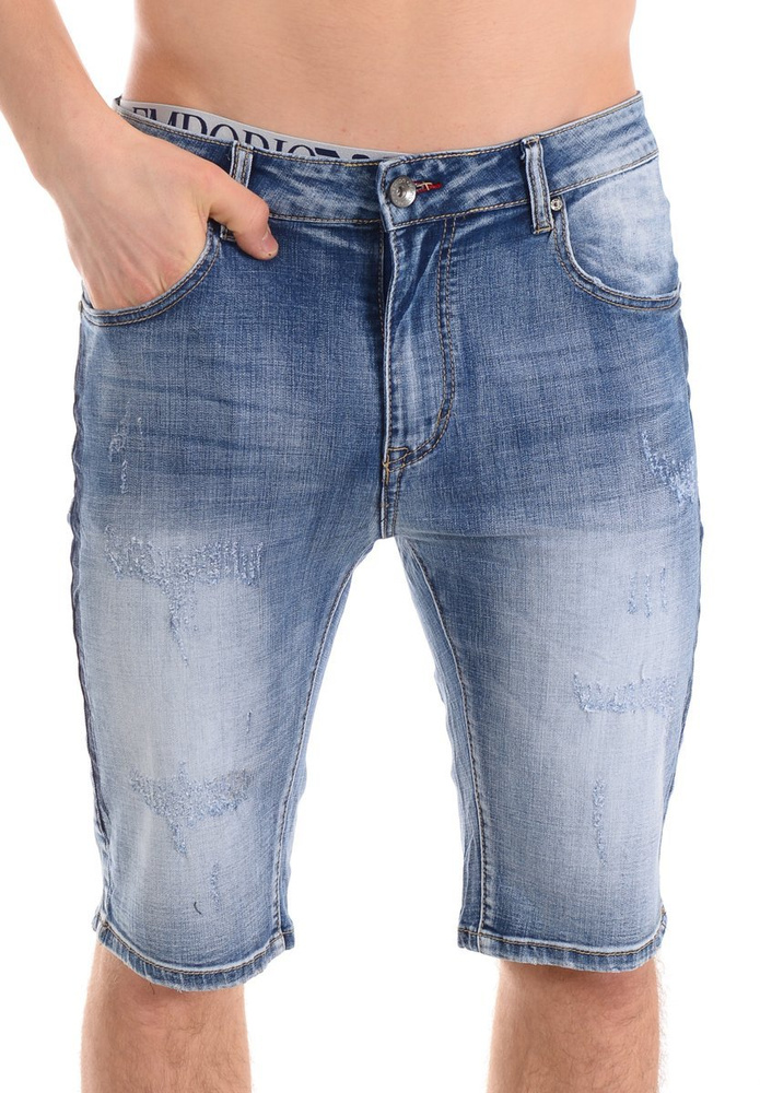 Męskie Spodenki Jeansowe Granatowe