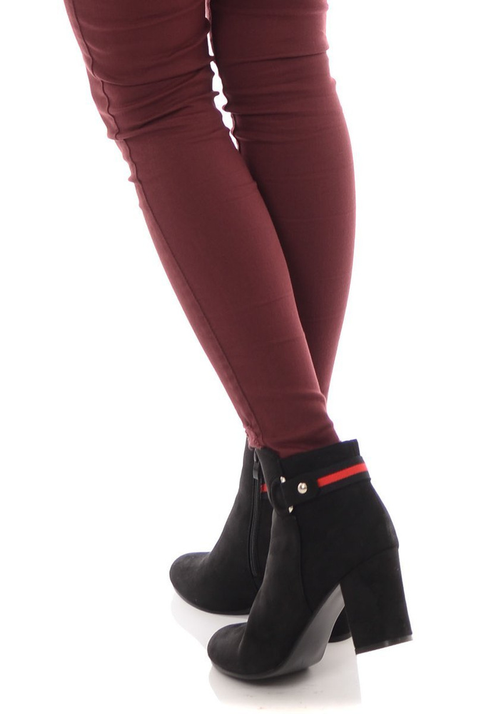 Damskie Botki Na Obcasie Czarne