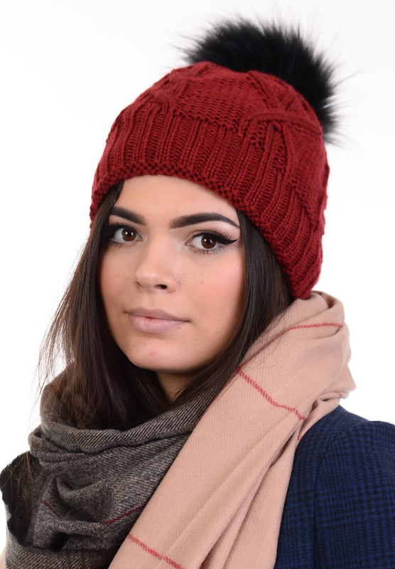 Damska Czapka Bordowa