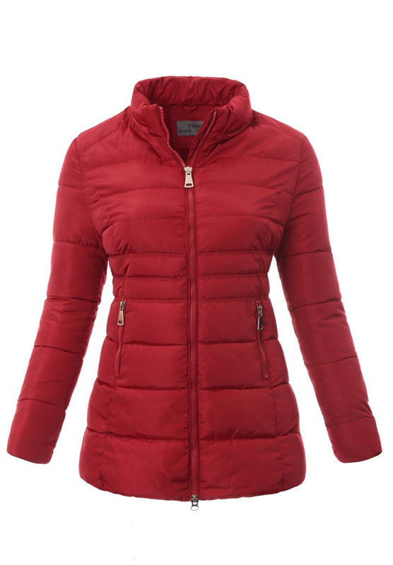 Damska Zimowa Ortalionowa Kurtka Czerwona