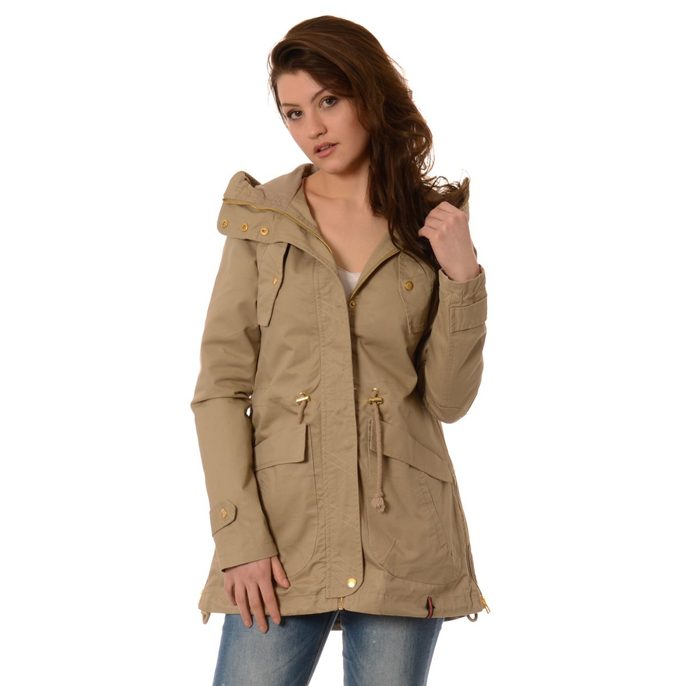 Damska Wiosenna Parka Beżowa