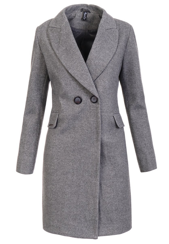 Dzianinowy Płaszcz Wiosenno - Jesienny Szary