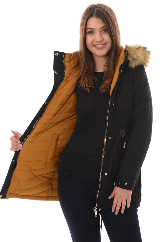 Damska Dwustronna Zimowa Kurtka Adriana Czarna