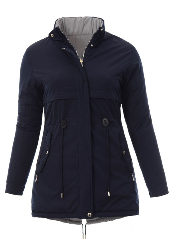 Damska Kurtka Parka Zimowa Dwustronna Karen Granatowa
