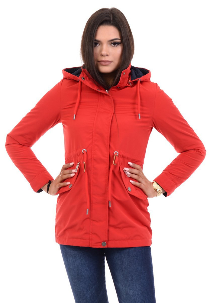 Parka Wiosenna Dwustronna Czerwono-Granatowa