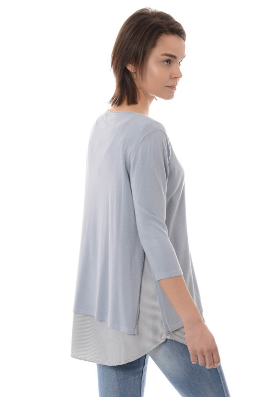 Damska Bluzka Oversize Szary Błękit