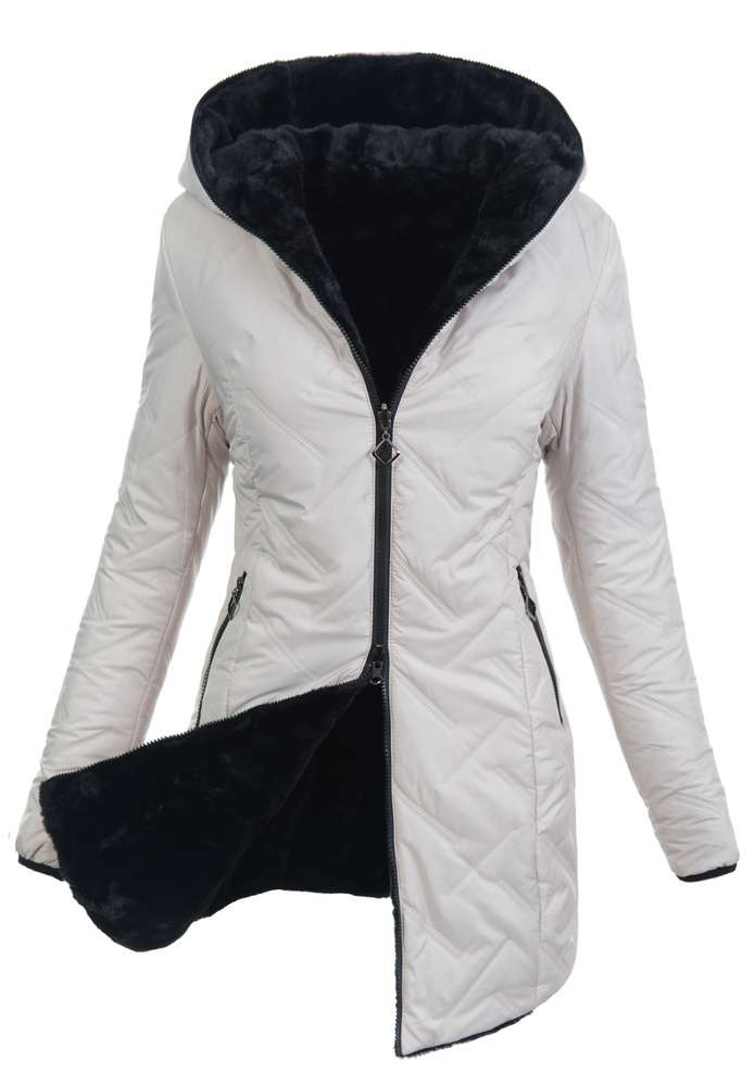 Damska Kurtka Dwustronna Zimowa Damiana Kremowa