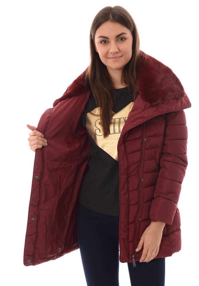 Damska Zimowa Kurtka Ortalionowa Żaneta Bordowa