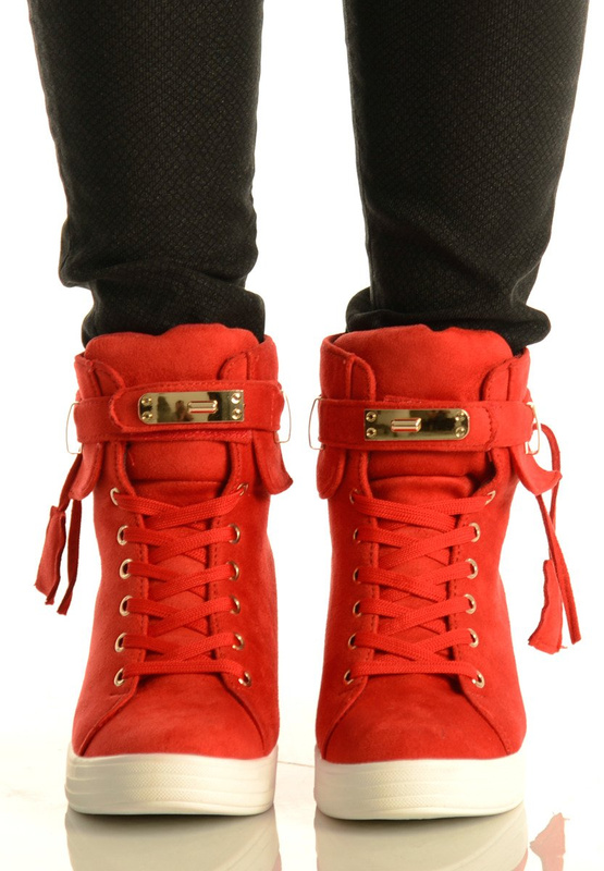 Damskie Botki Sneakersy Lora Czerwone