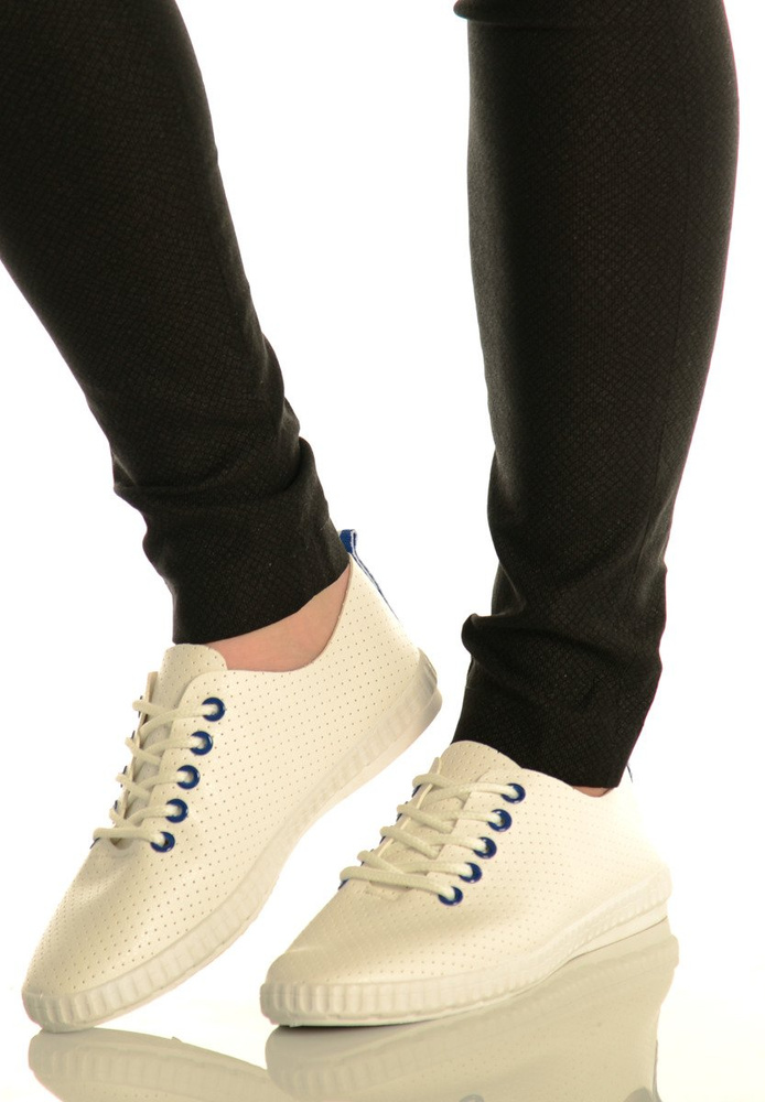 Damskie Trampki Tenisówki Karla Biało Niebieskie