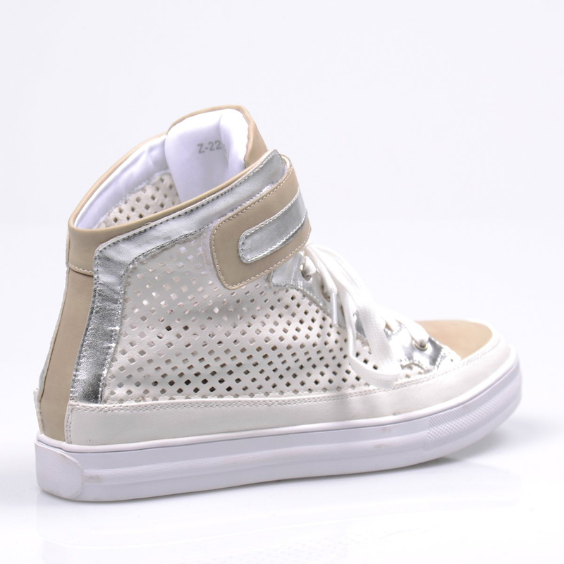 Damskie Sneakersy Botki Ażurowe Anabel Białe