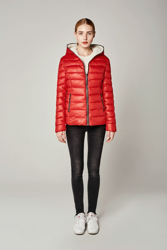 Damska Zimowa Kurtka Ortalionowa Czerwona