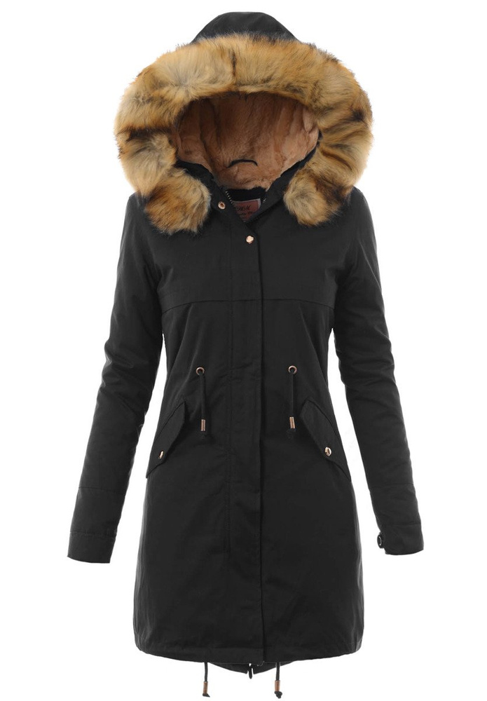 Damska Kurtka Parka Zimowa 2w1 Czarna