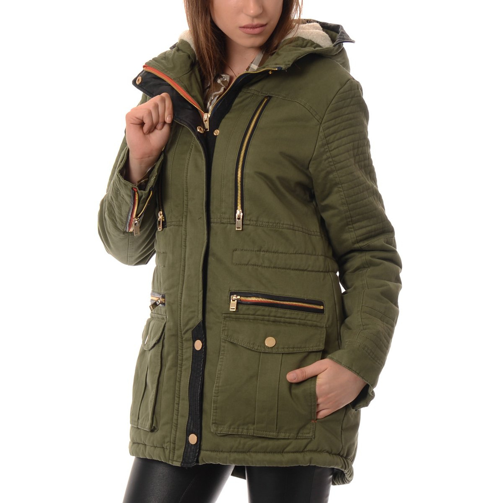 Damska Kurtka Parka Zimowa Zielona