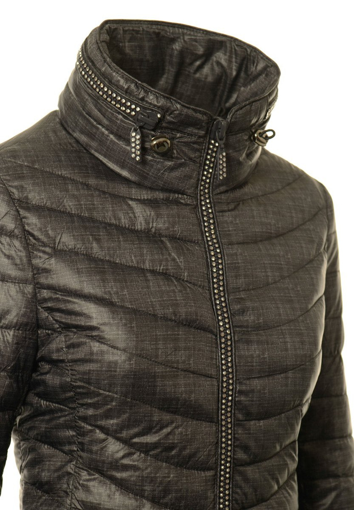 Damska Jesienna Wiosenna Kurtka Ortalionowa Czarna Melanż