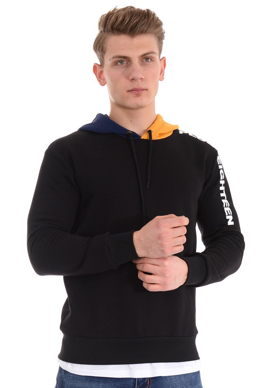 Męska Bluza Z Kapturem Czarna