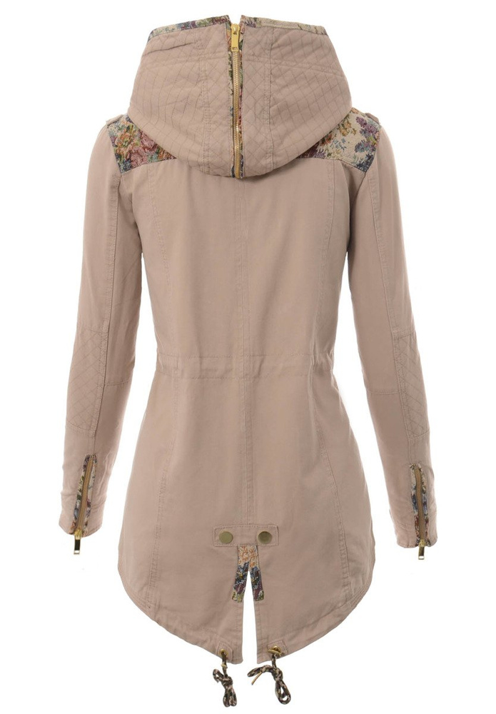 Damska Kurtka Parka Wiosenna Beżowa