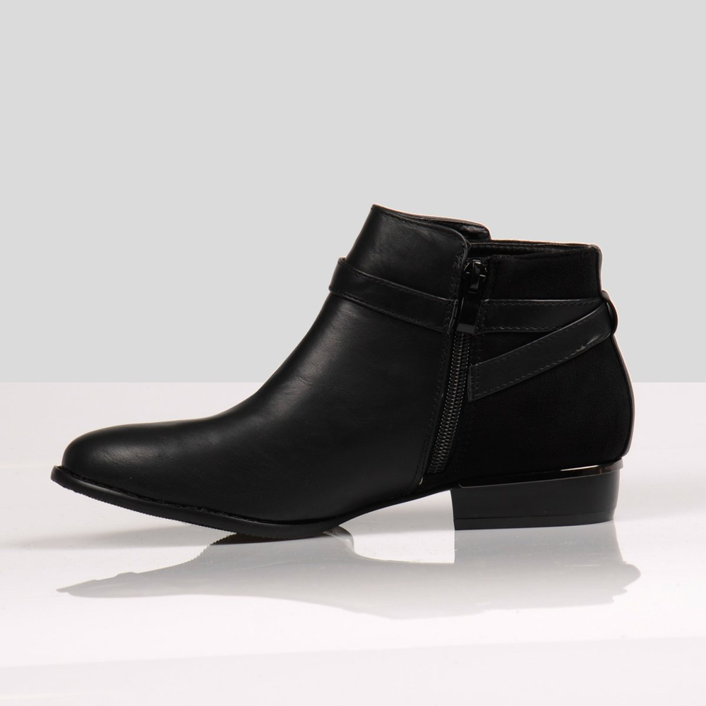 Botki Jazzówki Skóra Welur Zamek Black