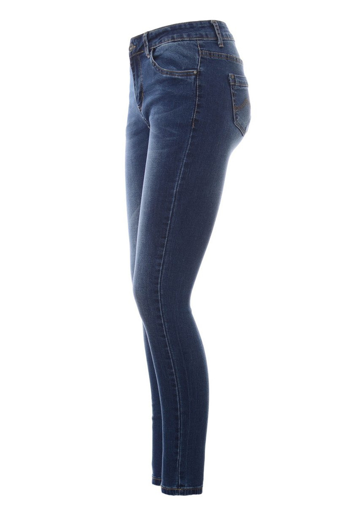 Damskie Spodnie Jeansy Rurki Niebieskie