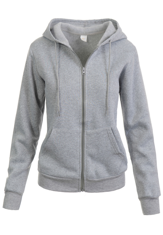 Damska Bluza  Z Kapturem Rozsuwana Jasno Szara