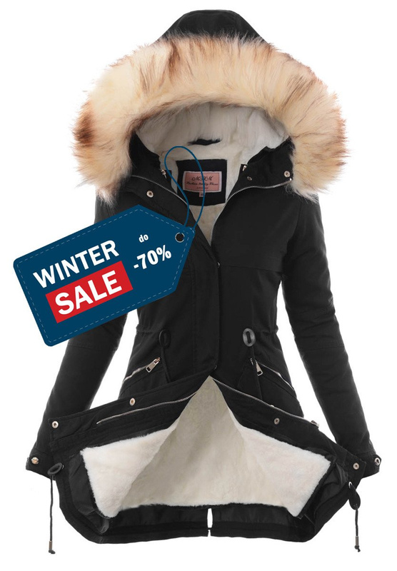 Damska Kurtka Parka Zimowa 2w1 Melka Czarna