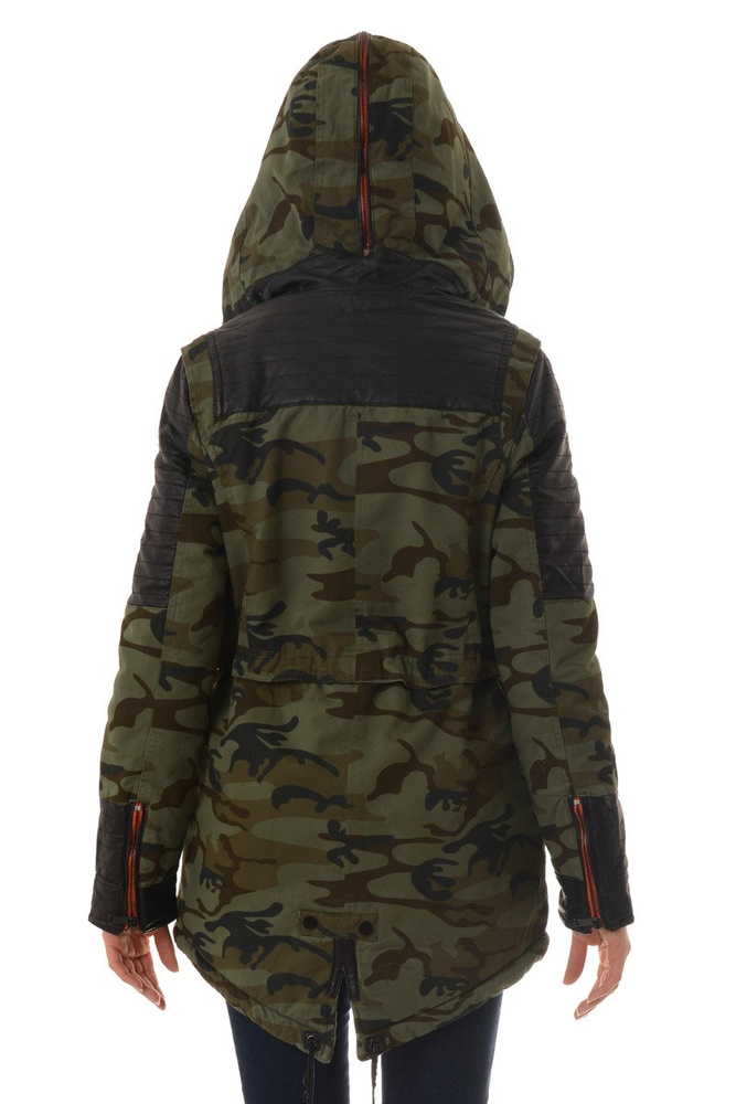 Damska Zimowa Kurtka Parka Płaszcz Moro Zielona