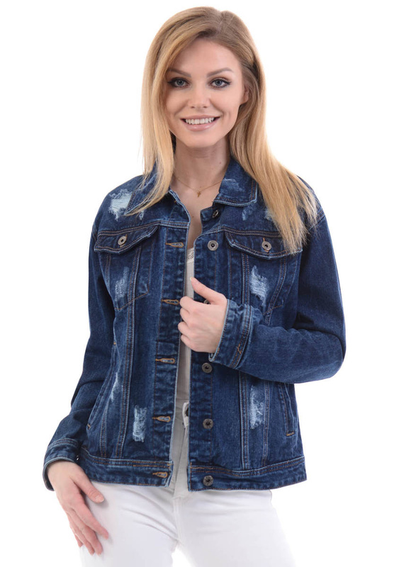 Damska Jeansowa Kurtka Salwina Granatowa