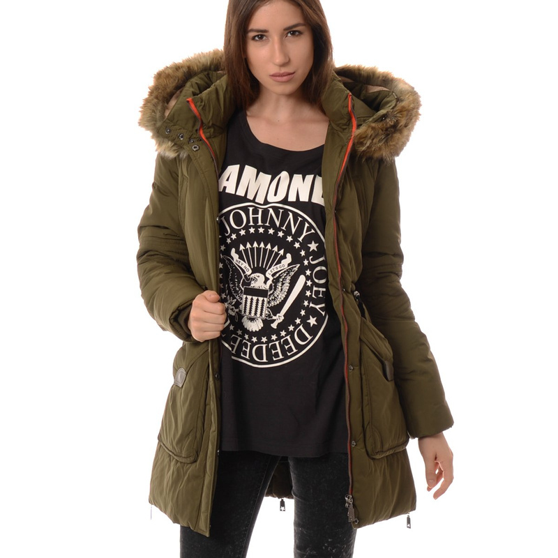 Damska Zimowa Kurtka Płaszczyk Zielona