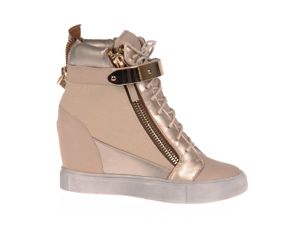 Damskie Botki Sneakersy Złote Ozdoby GOLD