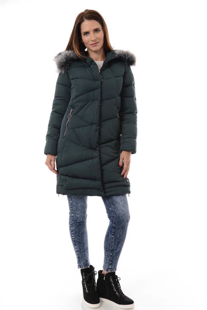 Damska Zimowa Kurtka Ortalionowa Miriam Zielona