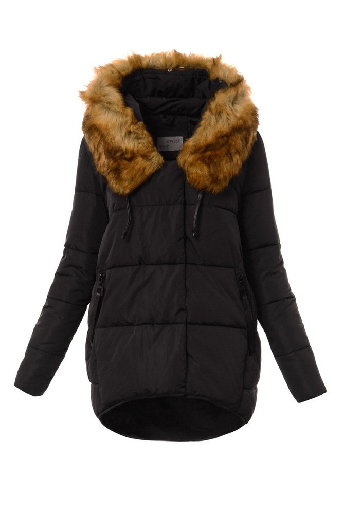 Damska Asymetryczna Kurtka Zimowa Granatowa