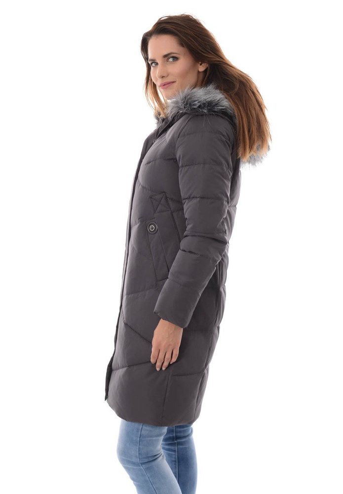 Damska Zimowa Kurtka Ortalionowa Grafitowa