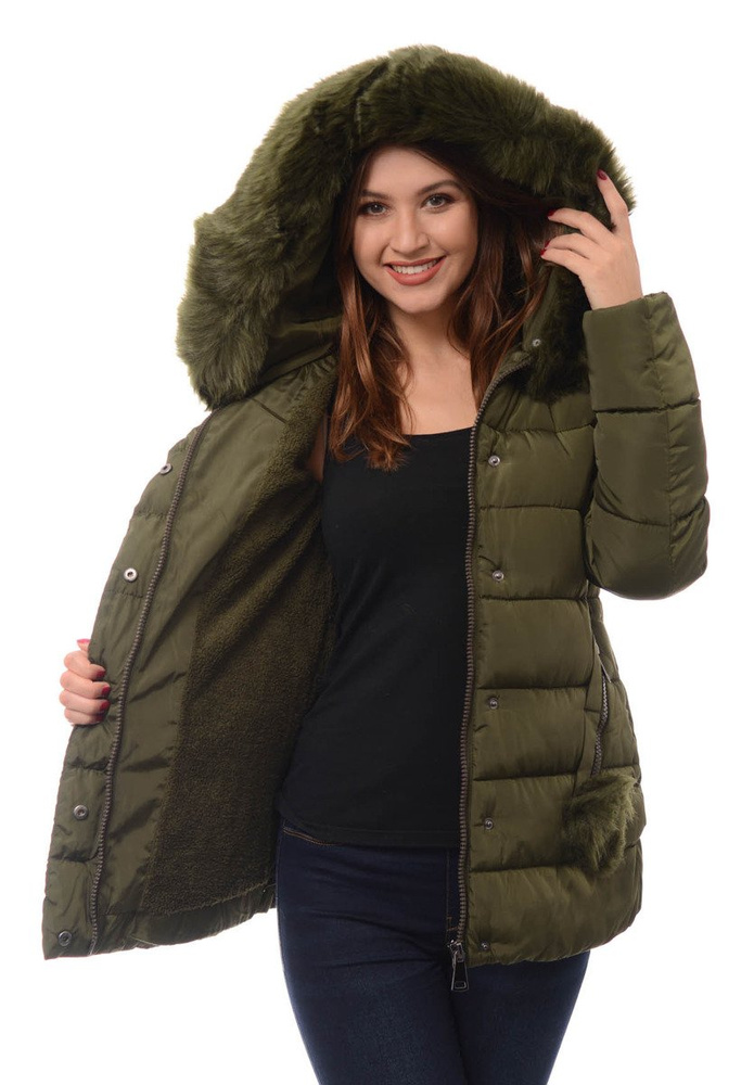 Damska Zimowa Kurtka Ortalionowa Zielona