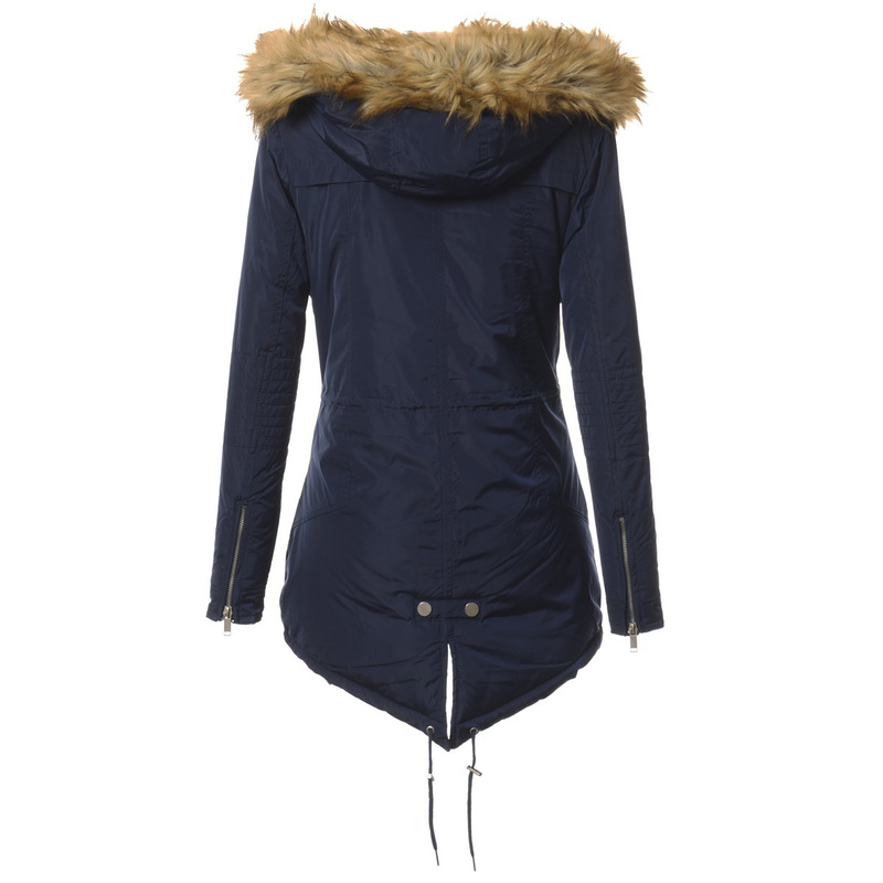 Damska Parka Kurtka Zimowa Granatowa (584)