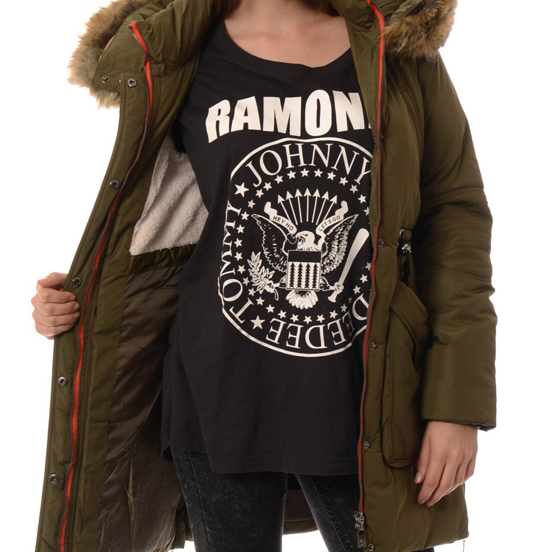 Damska Zimowa Kurtka Płaszczyk Zielona