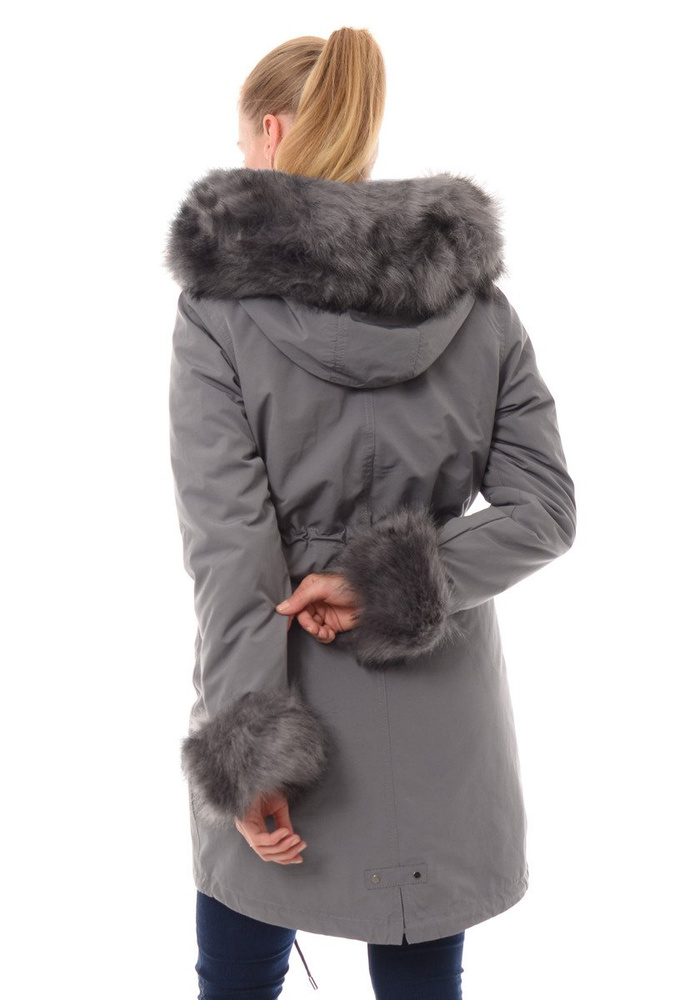 Kurtka Parka 2w1 Aida Szara Z Szarym Futerkiem