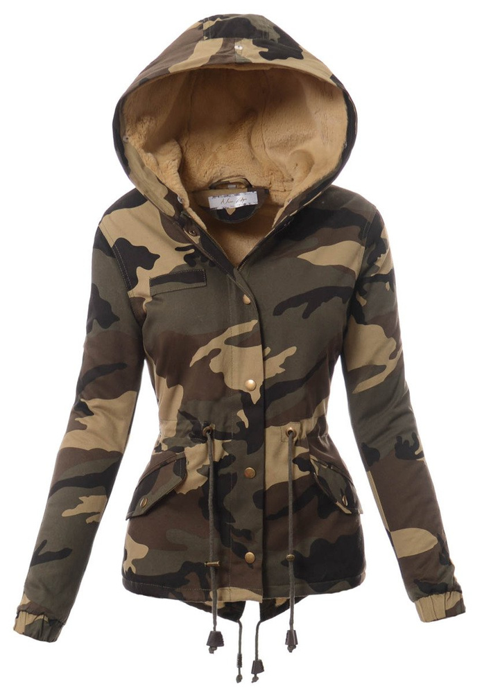 Damska Kurtka Parka Zimowa Moro z Beżowym Futerkiem